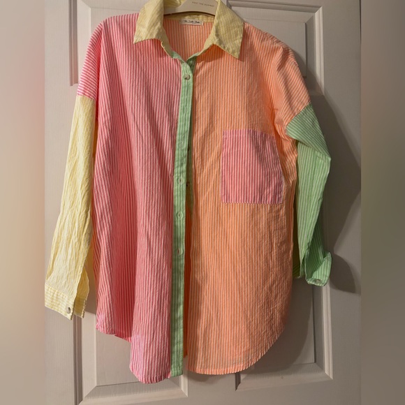 Neon Dream Button Down shirt size SMALL - Picture 2 of 2